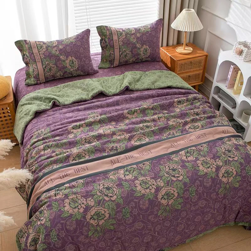 （紫韵玫瑰）200cm*230cm 高端双层纱纯棉柔软保暖可机洗秋冬被