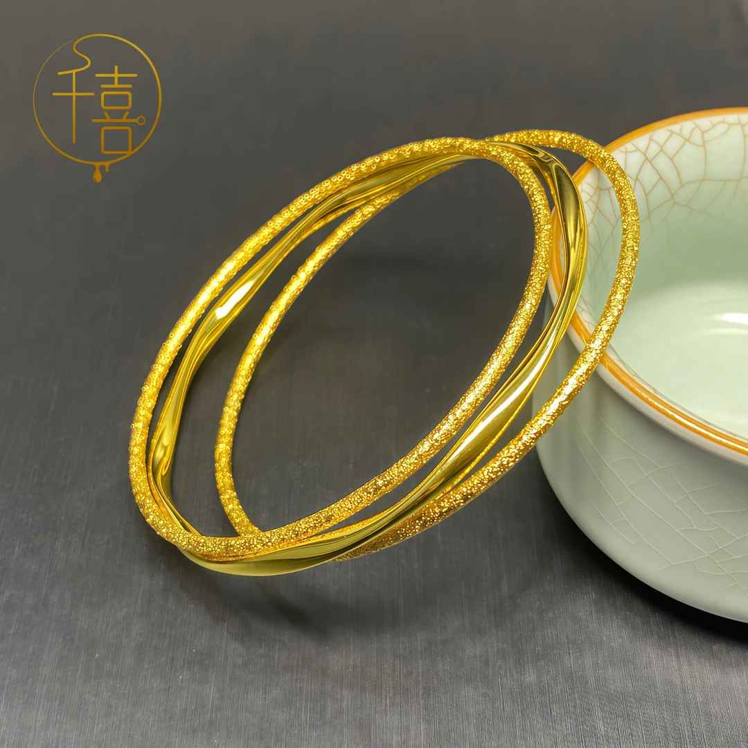 【千喜】莫比乌斯三环手镯新中式经典实心闭口镯时尚送女朋友礼物