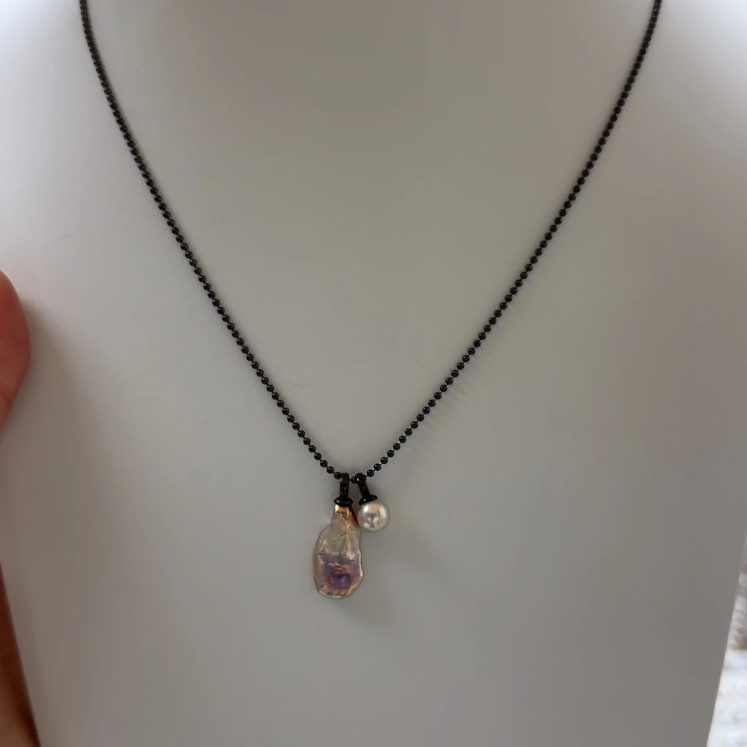 项链淡水珍珠银S925镶嵌