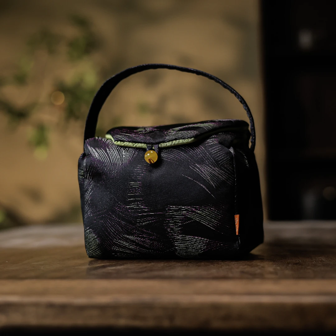 【小田甄陶】<越鸟翎羽>织锦一壶两杯（慢蓝S1095）