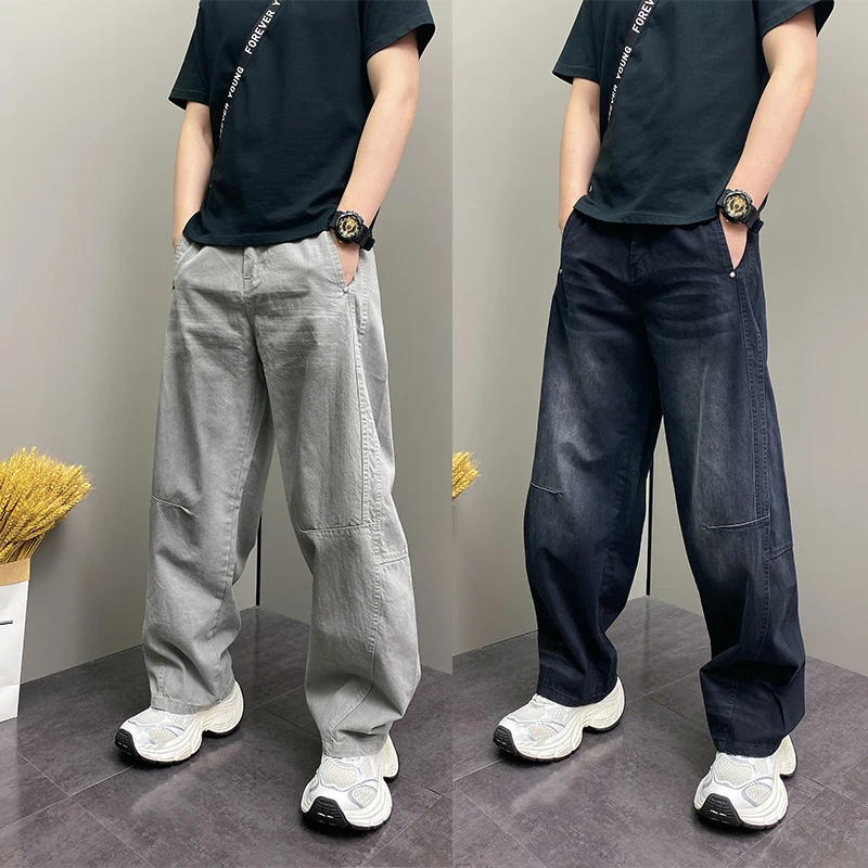 2025年秋季新款阔裤腿宽松高街痞帅时尚百搭男长裤男士宽松休闲裤