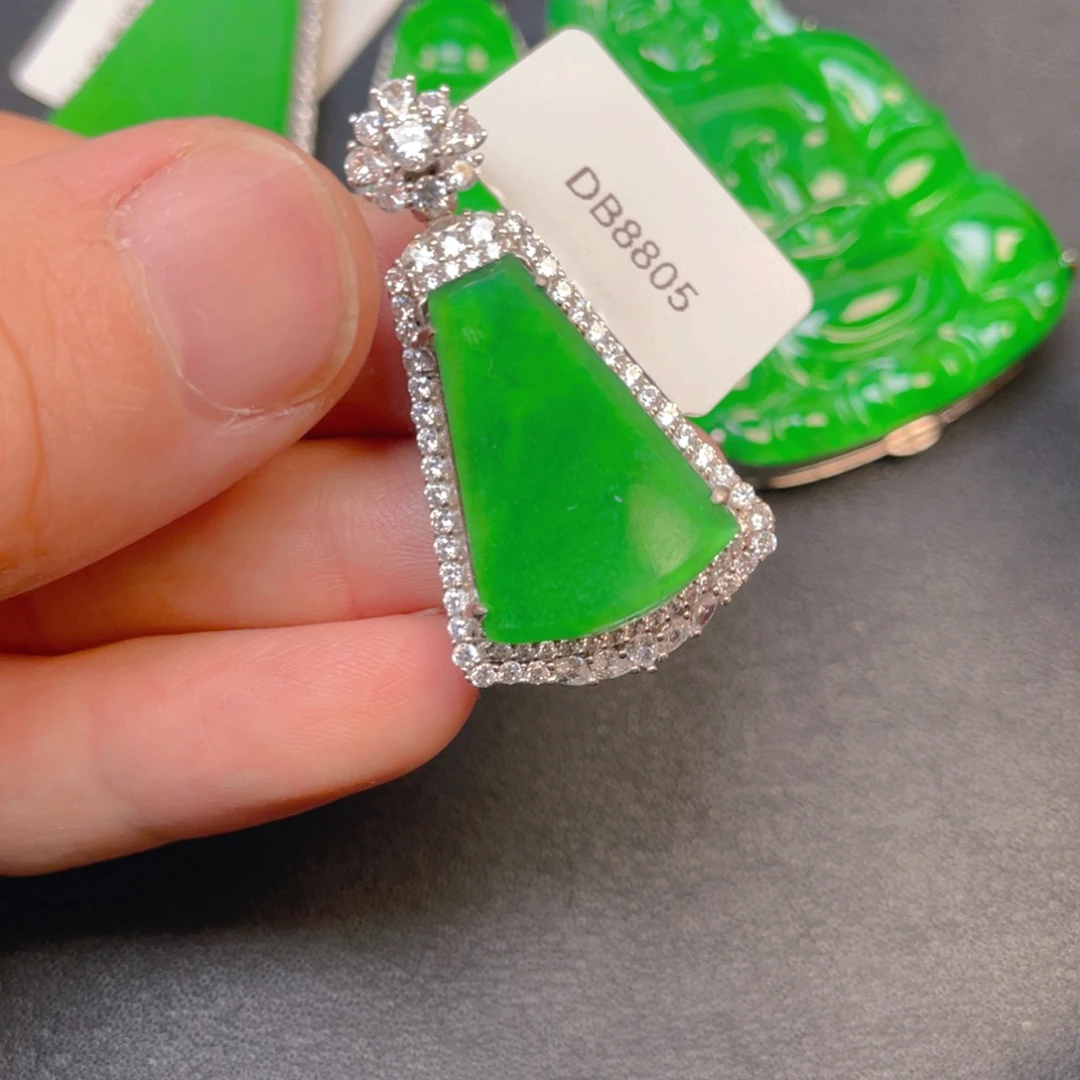 翡翠银S925镶嵌吊坠(不含链)