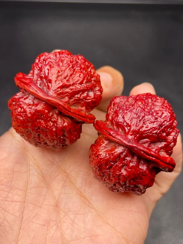 云南铁核桃 文玩核桃 40-41尺红彩饕餮金蟾发货图片同款随机一对