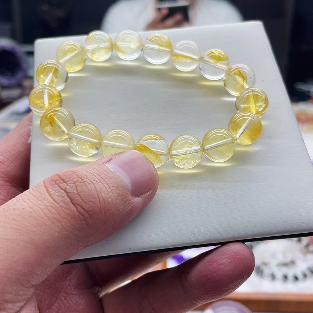 未镶嵌手链水晶12mm黄浇花