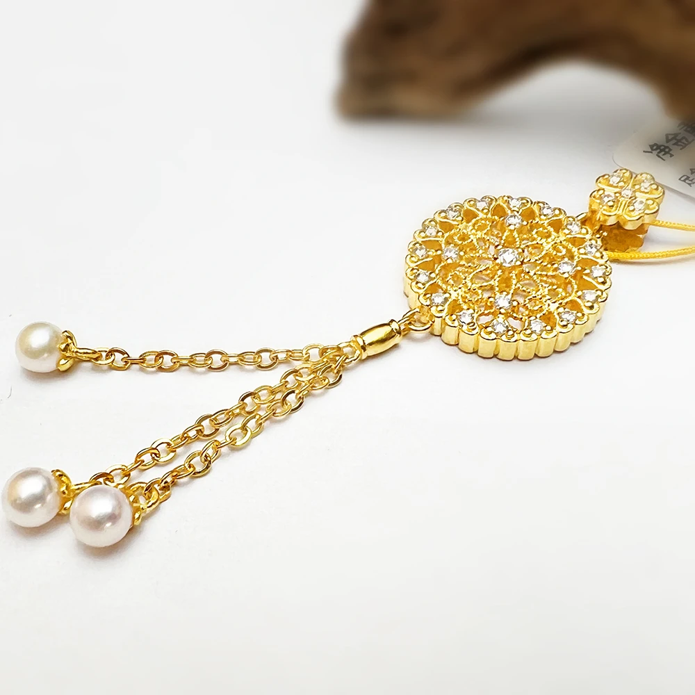 【吊坠】足金999【黄金首饰】【珍珠流苏吊坠】7.02