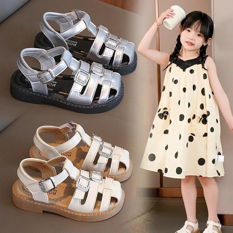 ABC女童凉鞋2025夏季款儿童软底防滑包头沙滩鞋中大童小女孩凉鞋