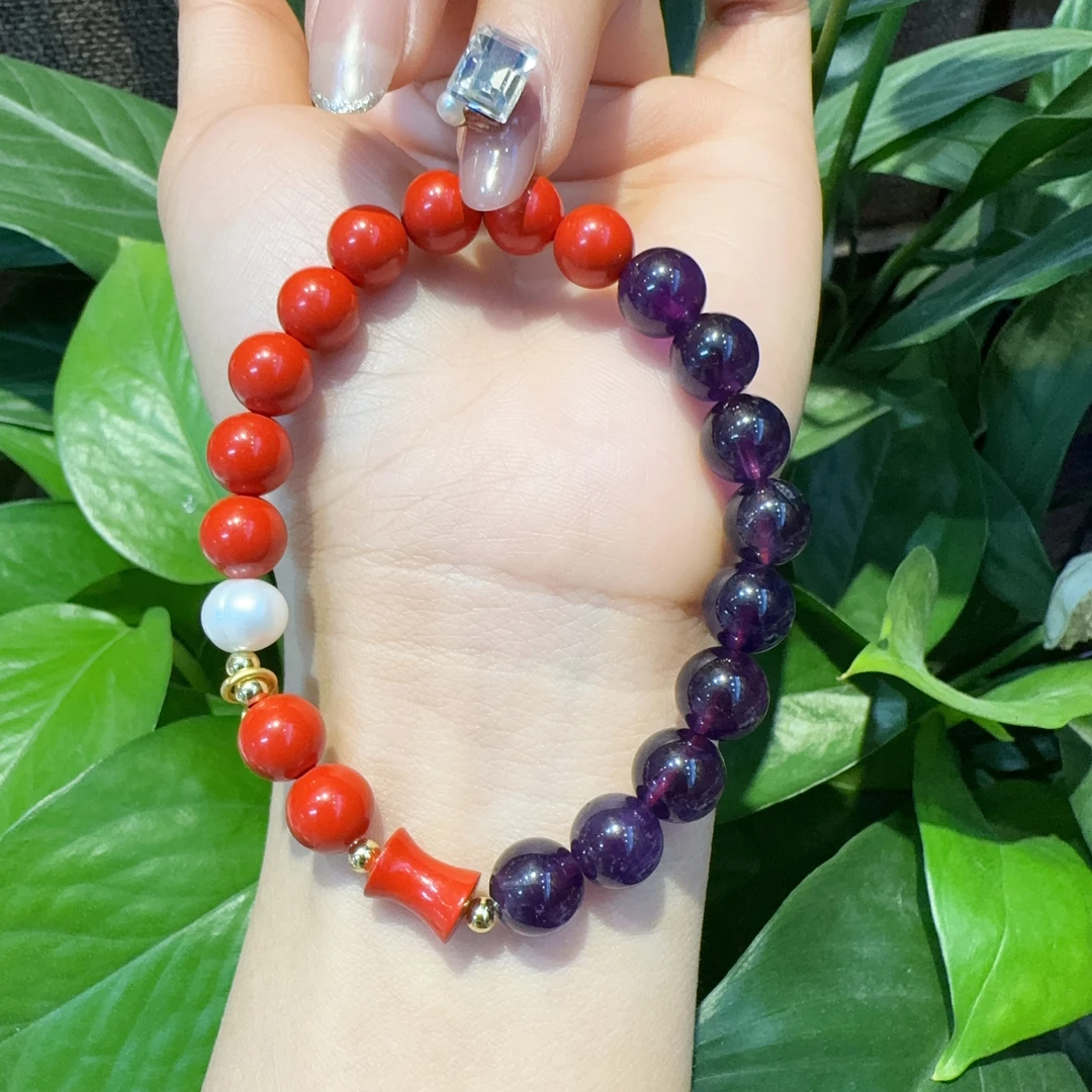 含辰砂工艺品2412190014 HN 朱砂九紫离火珍珠手串