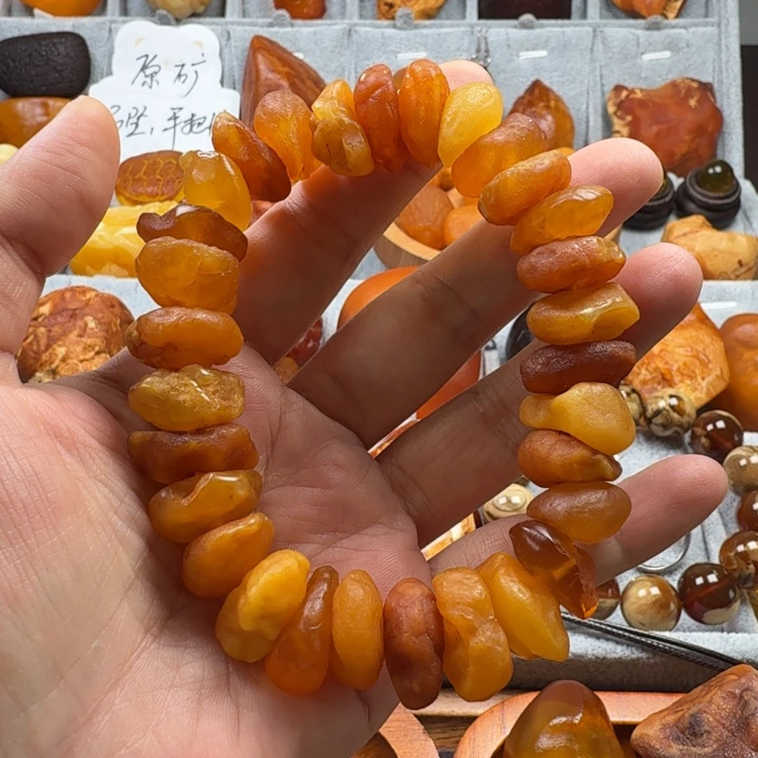 定制琥珀未镶嵌海漂饼子手串