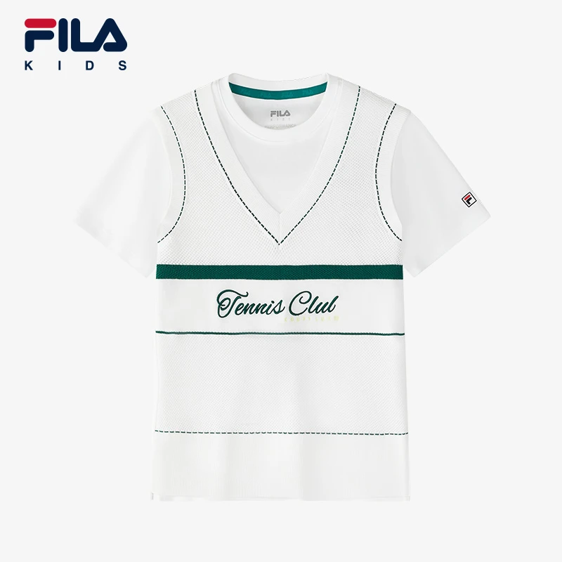 【斐乐儿童】2025夏季中大童潮流时尚舒适经典女装上衣K12G523178