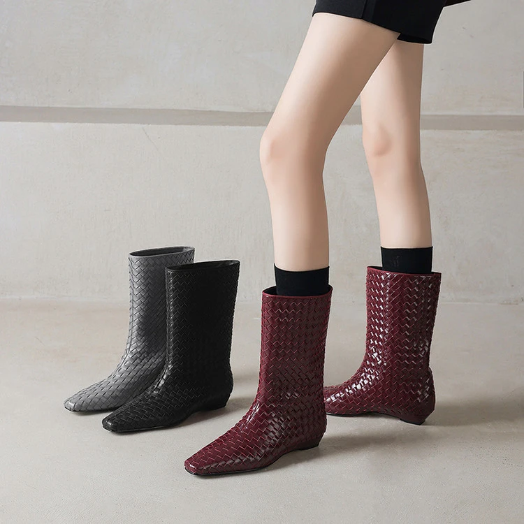 [3cm] 通勤休闲舒适百搭时装靴秋冬韩版网红简约风时尚中筒靴1387