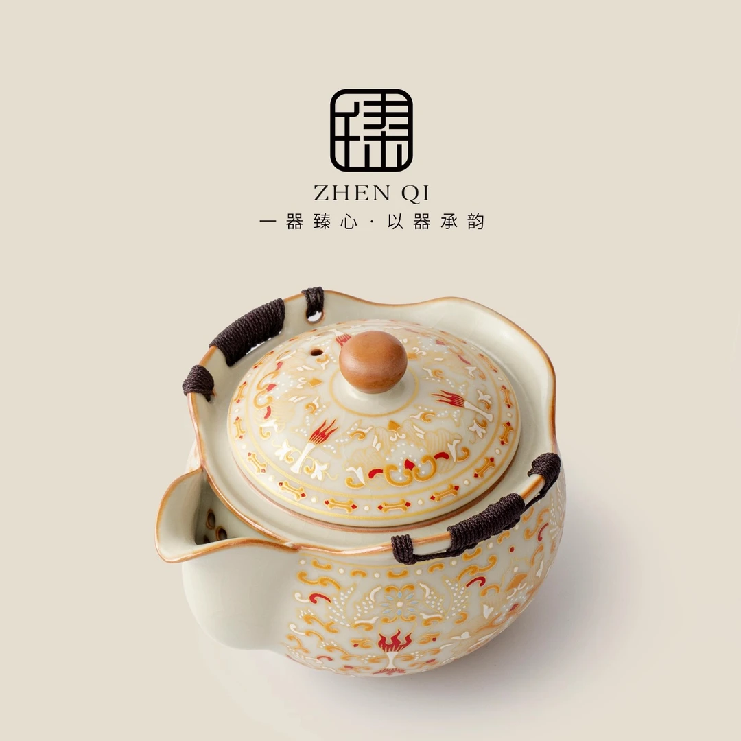 敦煌汝窑盖碗茶杯单个高档防烫手抓壶家用茶碗泡茶一人饮功夫茶具