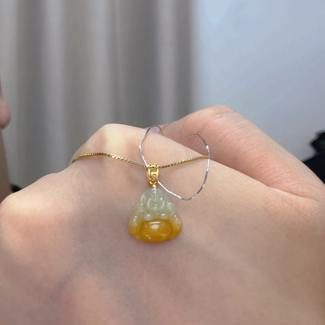 吊坠(不含链)18K金镶嵌翡翠