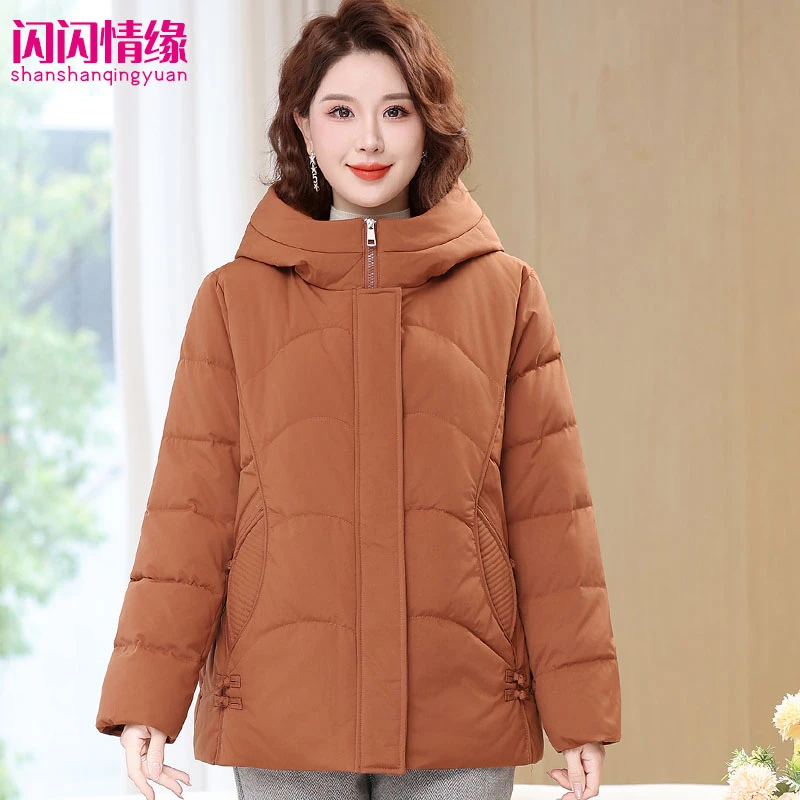 中年妈妈秋冬季外套加绒棉服新款奶奶厚棉袄加肥大码中老年女棉衣