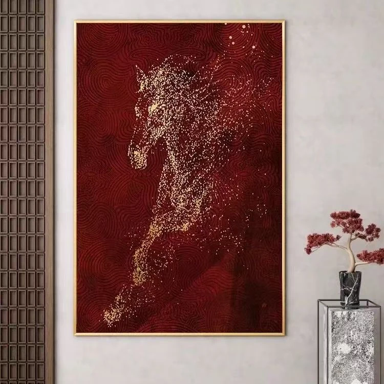 万马奔腾 客厅沙发背景墙挂画玄关装饰黑白艺术挂画