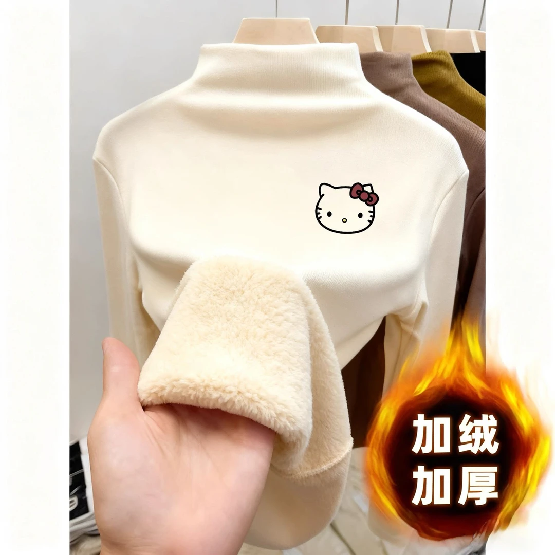 澳粒绒女童秋冬装保暖上衣设计感加绒加厚打底衫儿童柔软亲肤上衣