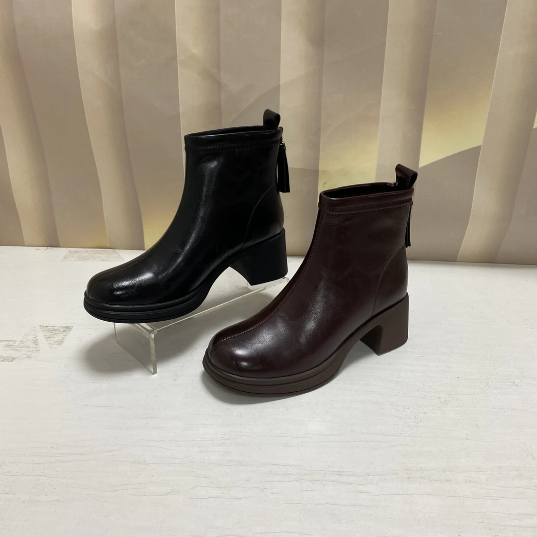 2225秋冬新款舒适百搭粗跟加绒短靴G4