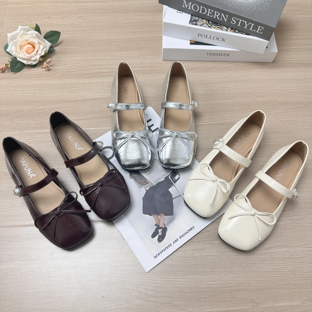 【X2】仙女风一字扣蝴蝶结配裙子平底单鞋2025新款开春芭蕾风单鞋