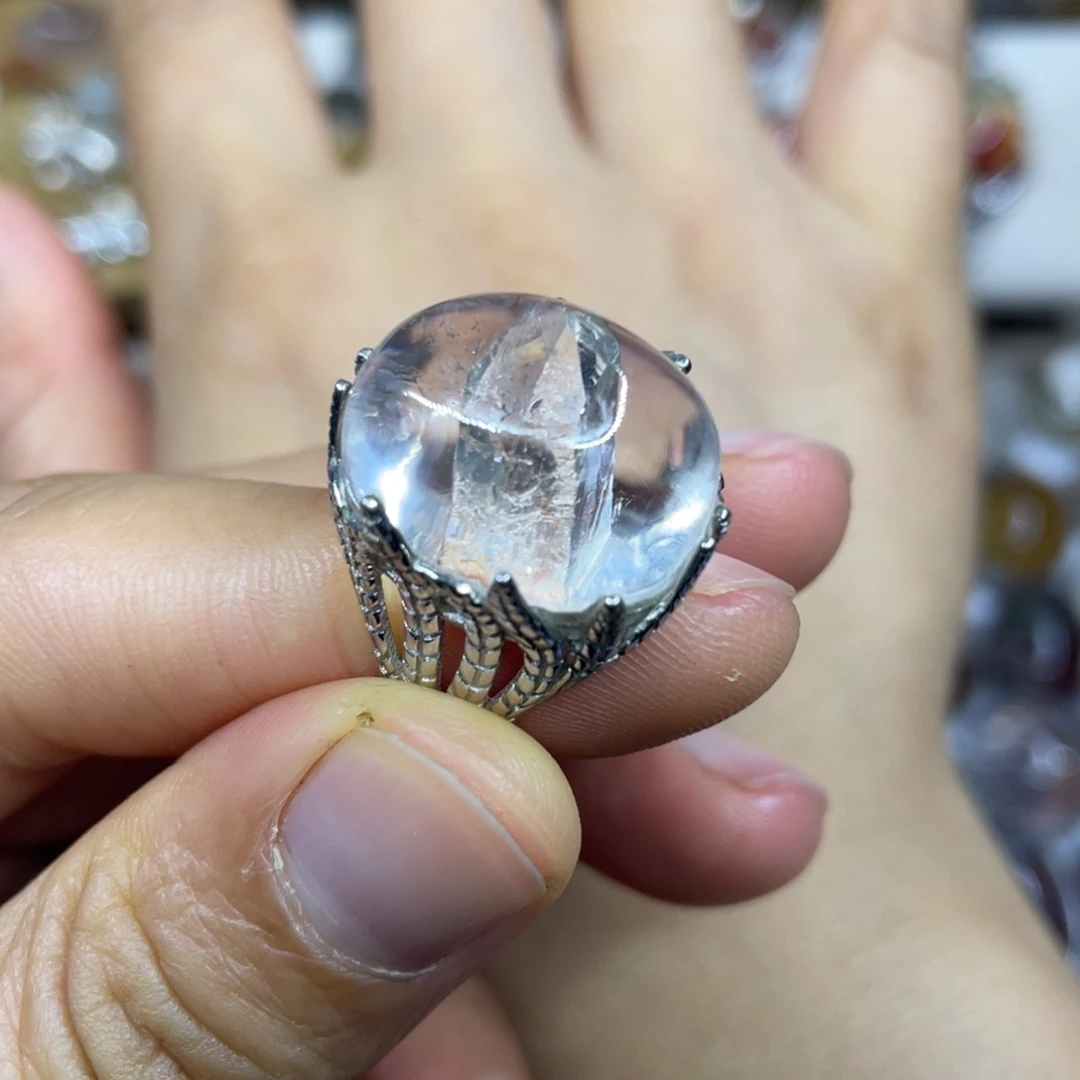 【闪购商品】银S925镶嵌珠宝半成品水晶戒指