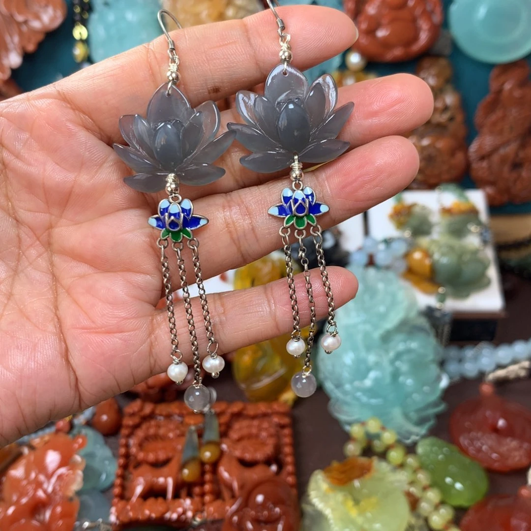 蛇纹石玉耳坠未镶嵌