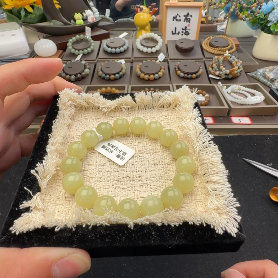 和田玉未镶嵌手链卡12黄口货头，1-4