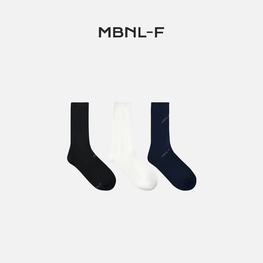 MBNL-F 刺绣Logo休闲极简中筒袜子（三双装） 秦磊XM-XWZ6300