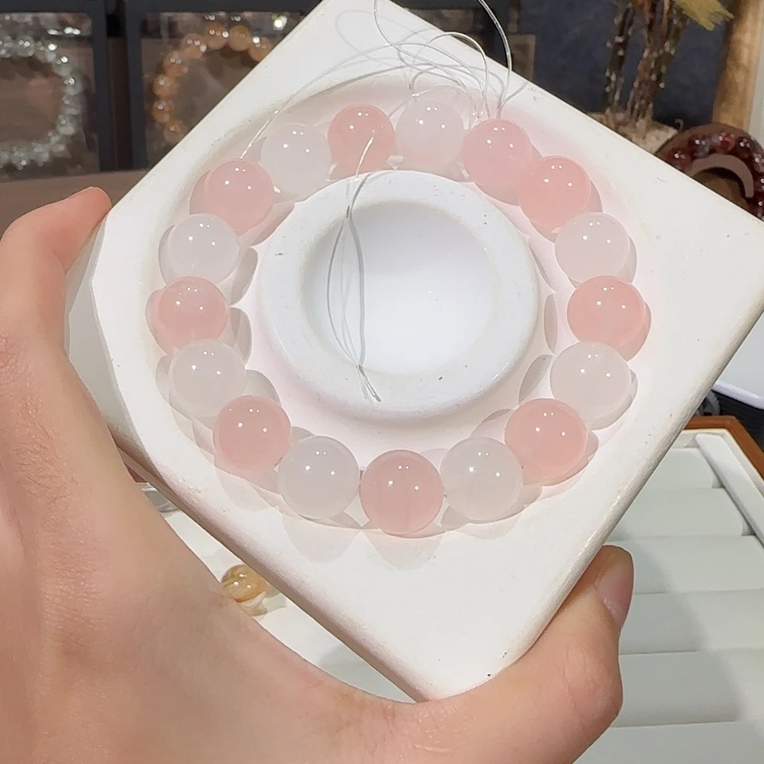 水晶未镶嵌手串西柚奶白