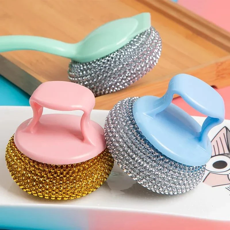 厨房清洁球带手柄洗锅球洗碗刷锅不伤锅家用可拆洗带柄去污洗碗刷