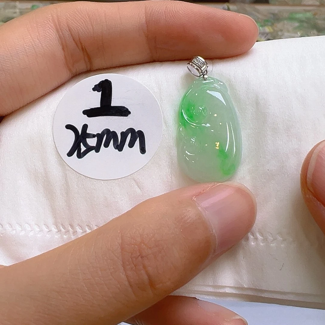 翡翠18K金镶嵌吊坠(不含链)翡翠