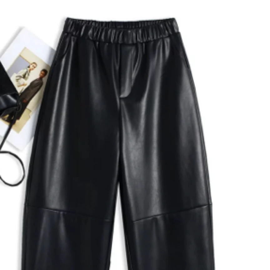 2024年冬新款阔腿皮裤9分1986