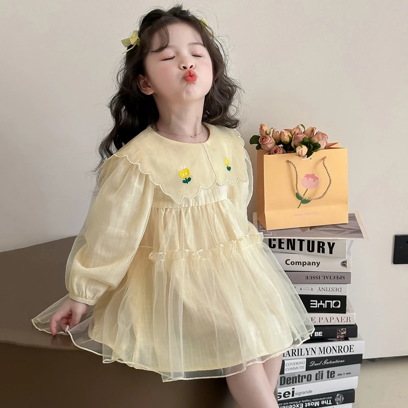 女童春秋裙子春装2025新款儿童洋气春季连衣裙女孩宝宝奶茶公主裙