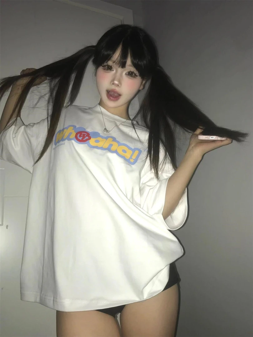 100%纯棉韩版百搭短袖体恤女白色小众设计感上衣宽松休闲半袖ins