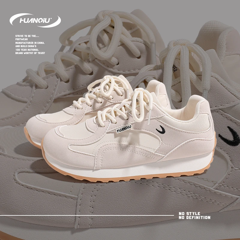 HUANQIU/环球德训鞋女款2025新款学生百搭厚底板鞋ins潮休闲女鞋
