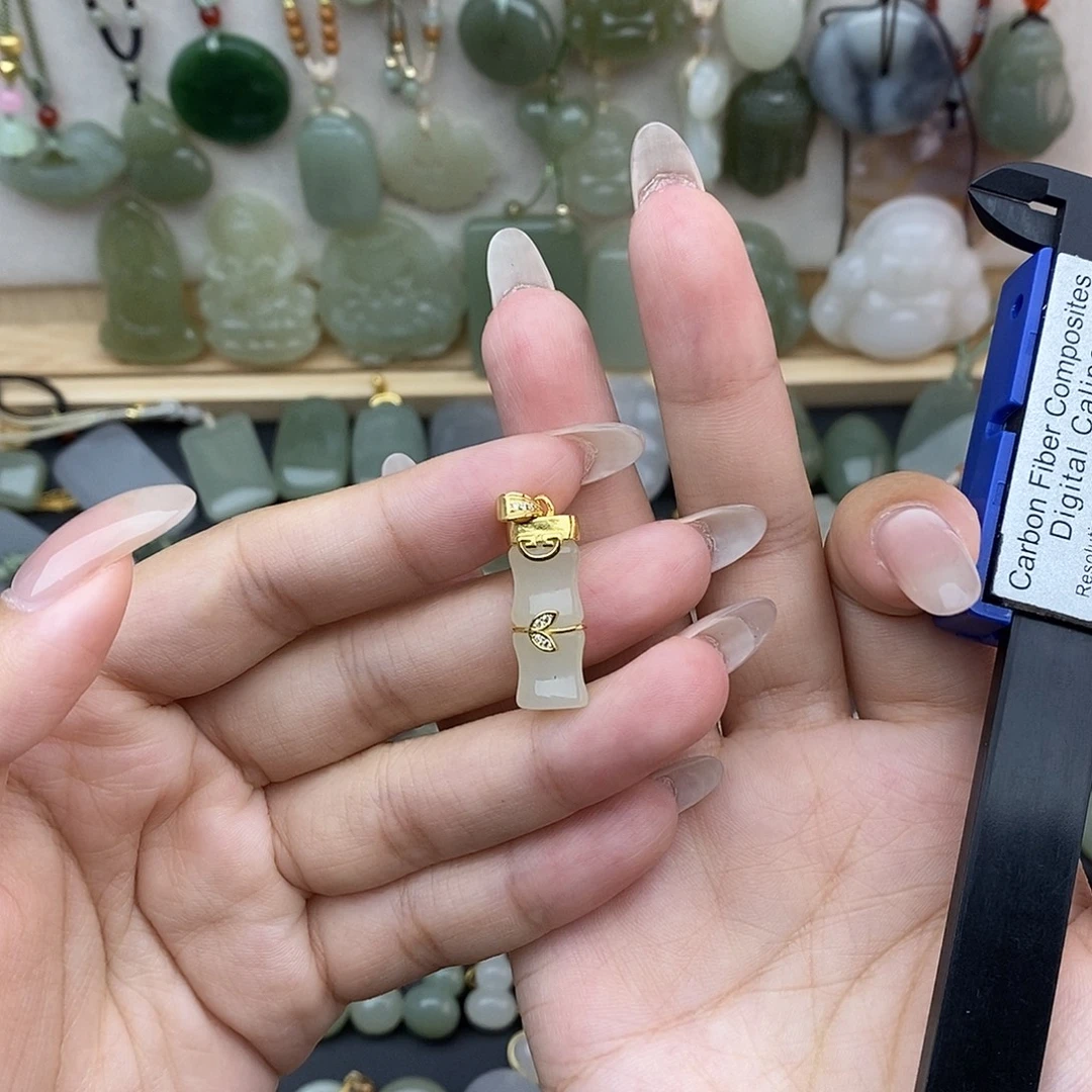 和田玉银S925镶嵌吊坠(不含链)