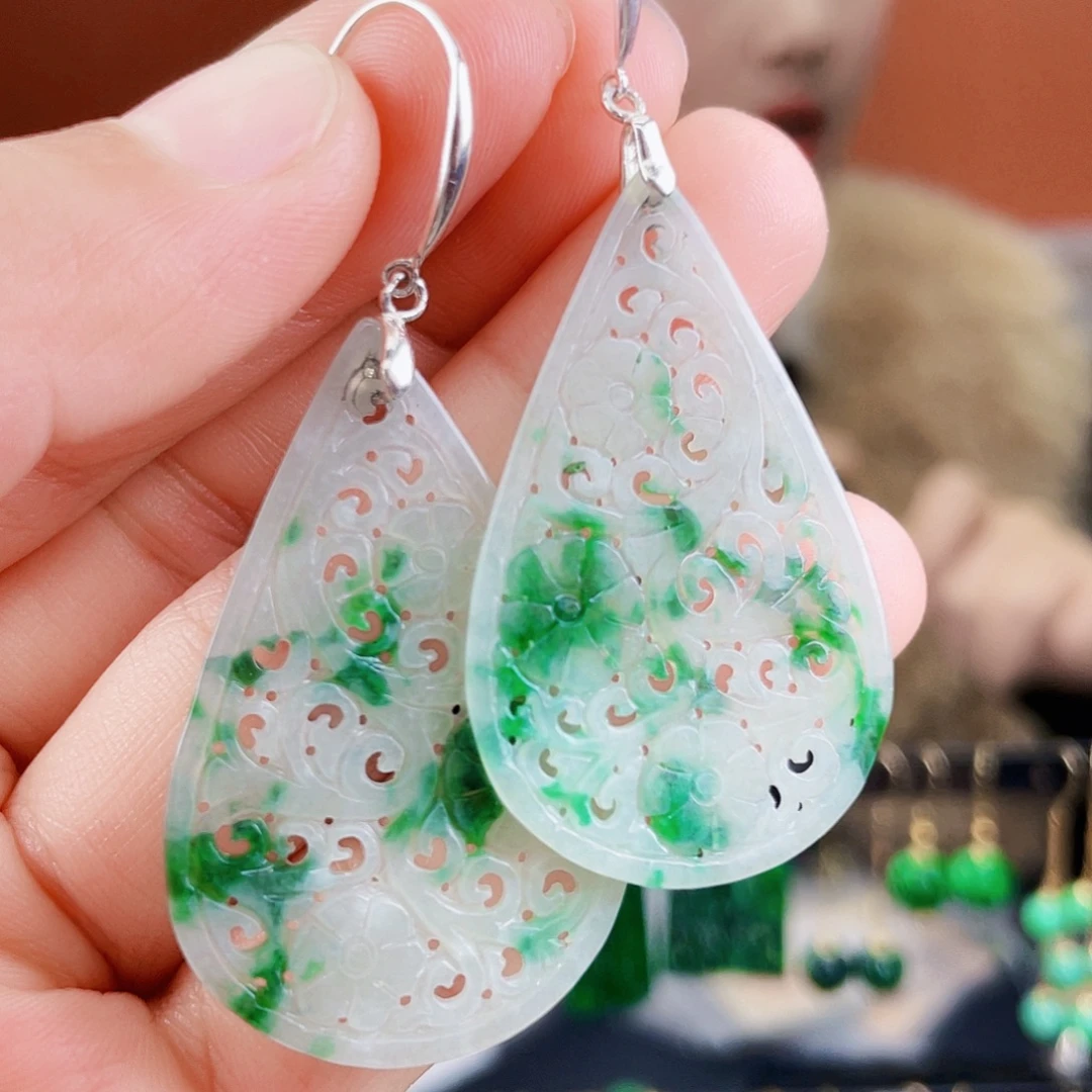 翡翠银S925镶嵌耳饰