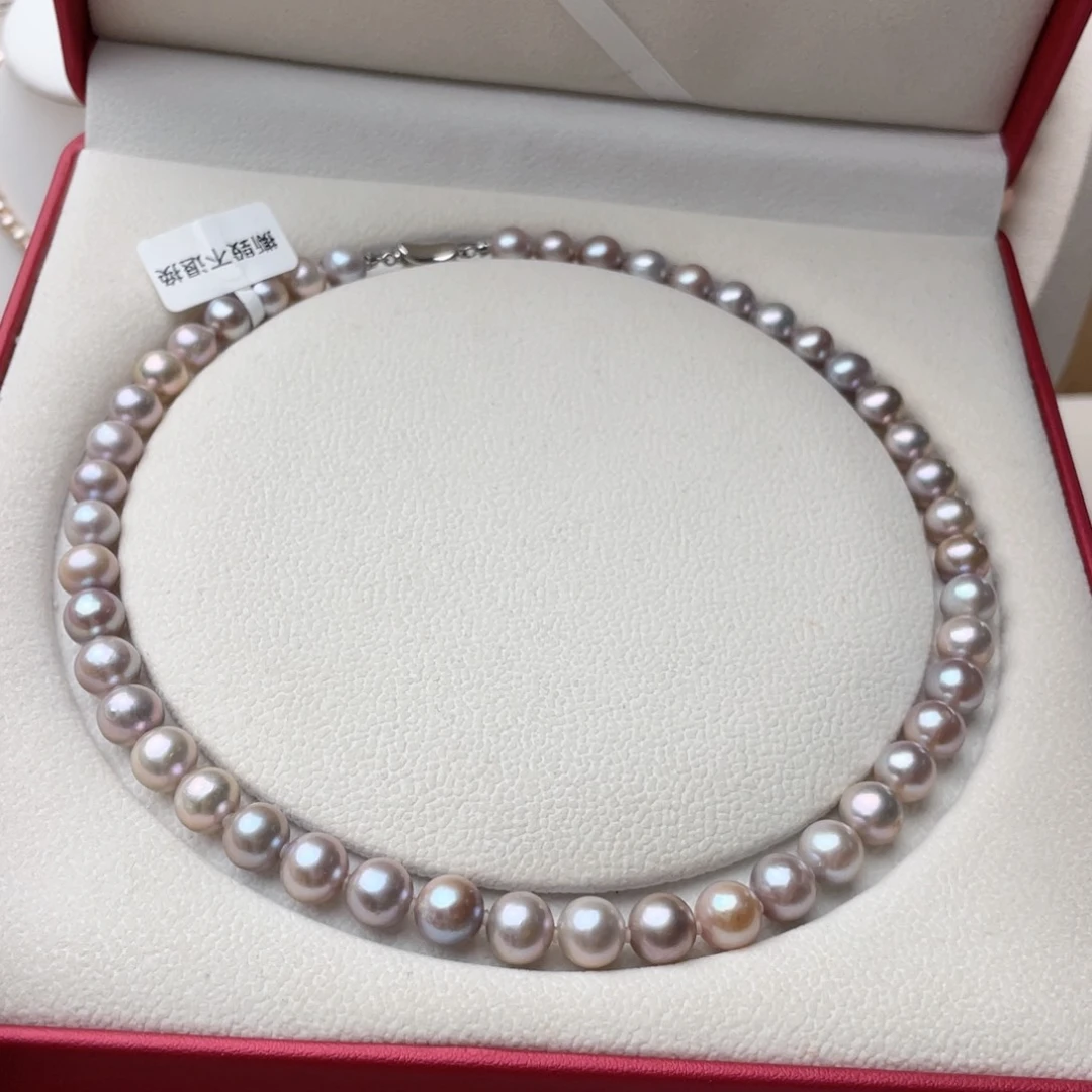 淡水珍珠银S925镶嵌颈饰9-10
