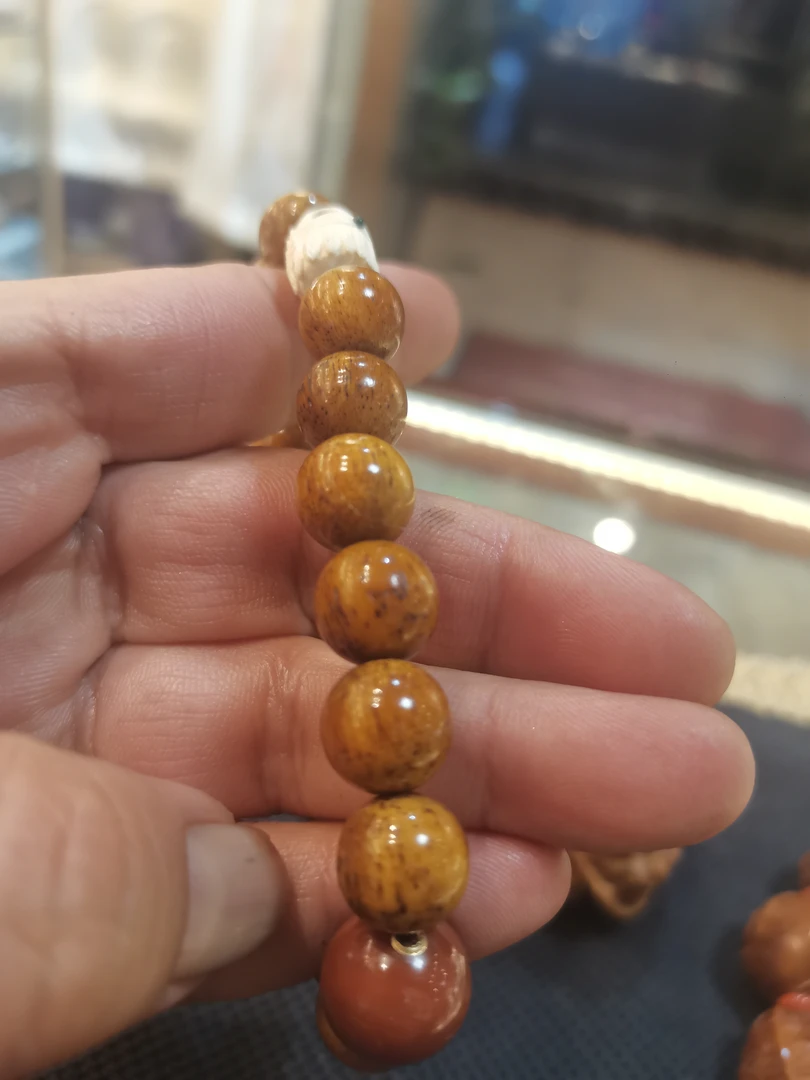 光珠子雕刻醒狮佛珠文玩念珠手持盘玩