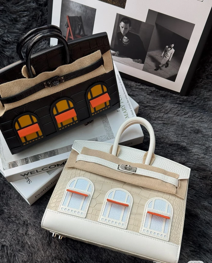 一见倾心～～高级轻奢zui高版本房子包25CM（白棕黑）