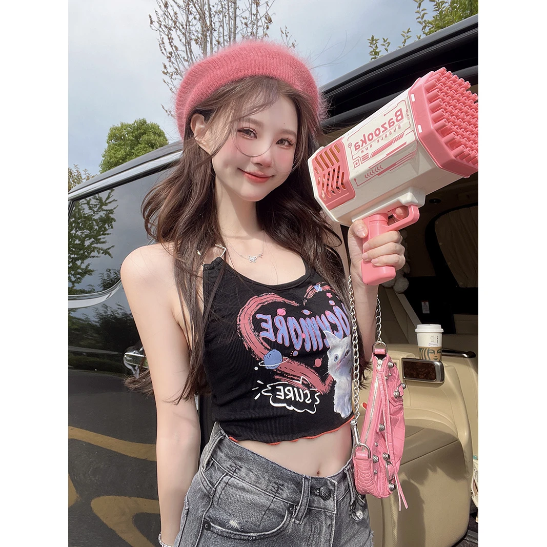 美背性感甜辣2025新款小背心修身打底无袖撞色内搭上衣外穿女