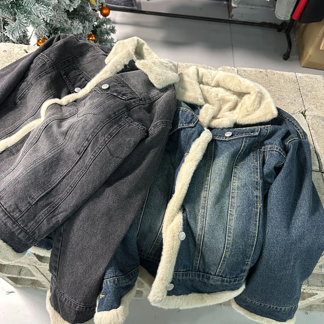 特 十三行 水貂绒牛仔外套