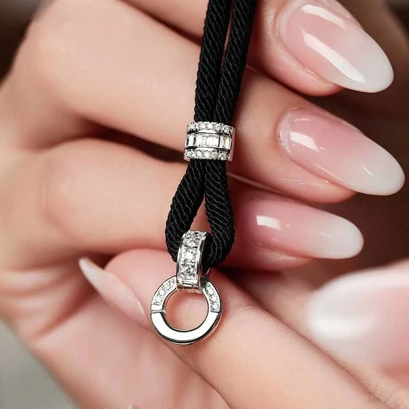 铜合金布艺项链 绳镶嵌双重险可拆卸尾帽吊坠挂绳万能扣diy女款