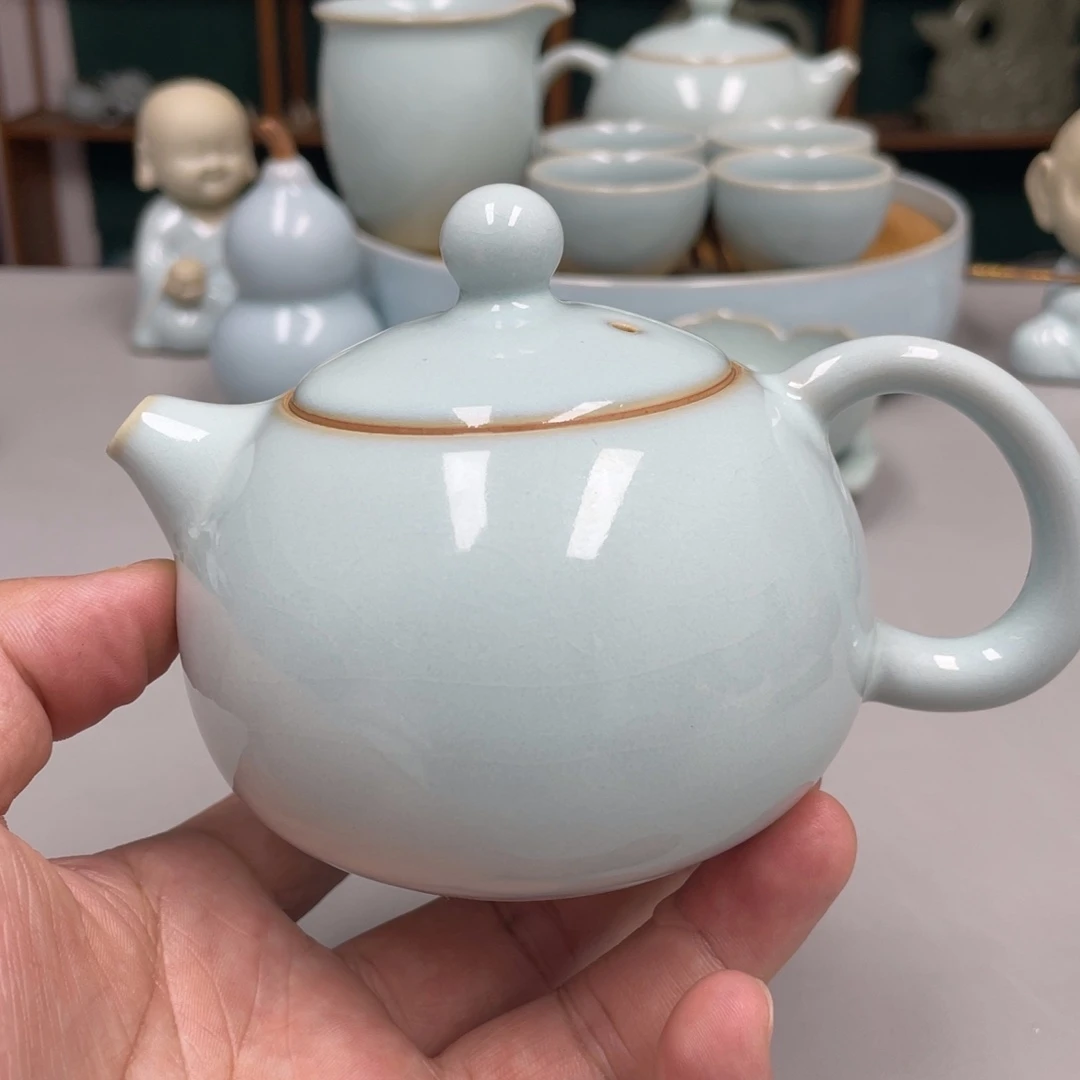 天***蓝瓷天青色瑕张君老师西施壶