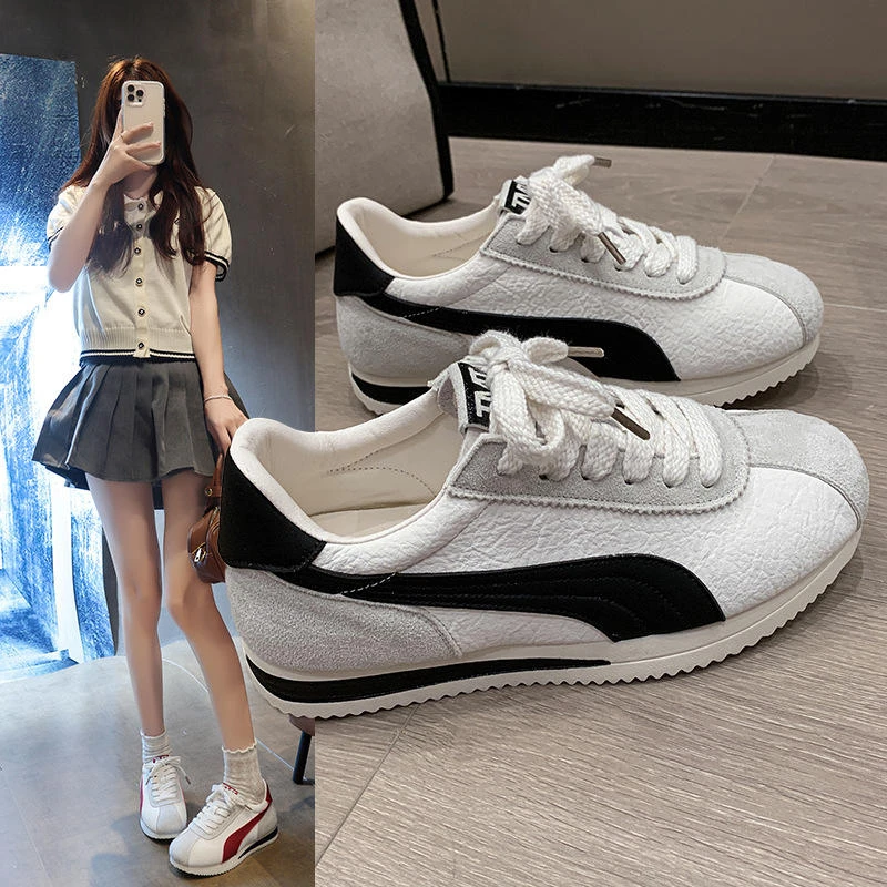 网红软皮德训鞋女2025新款爆款磨砂皮厚底休闲板鞋学生百搭运动鞋