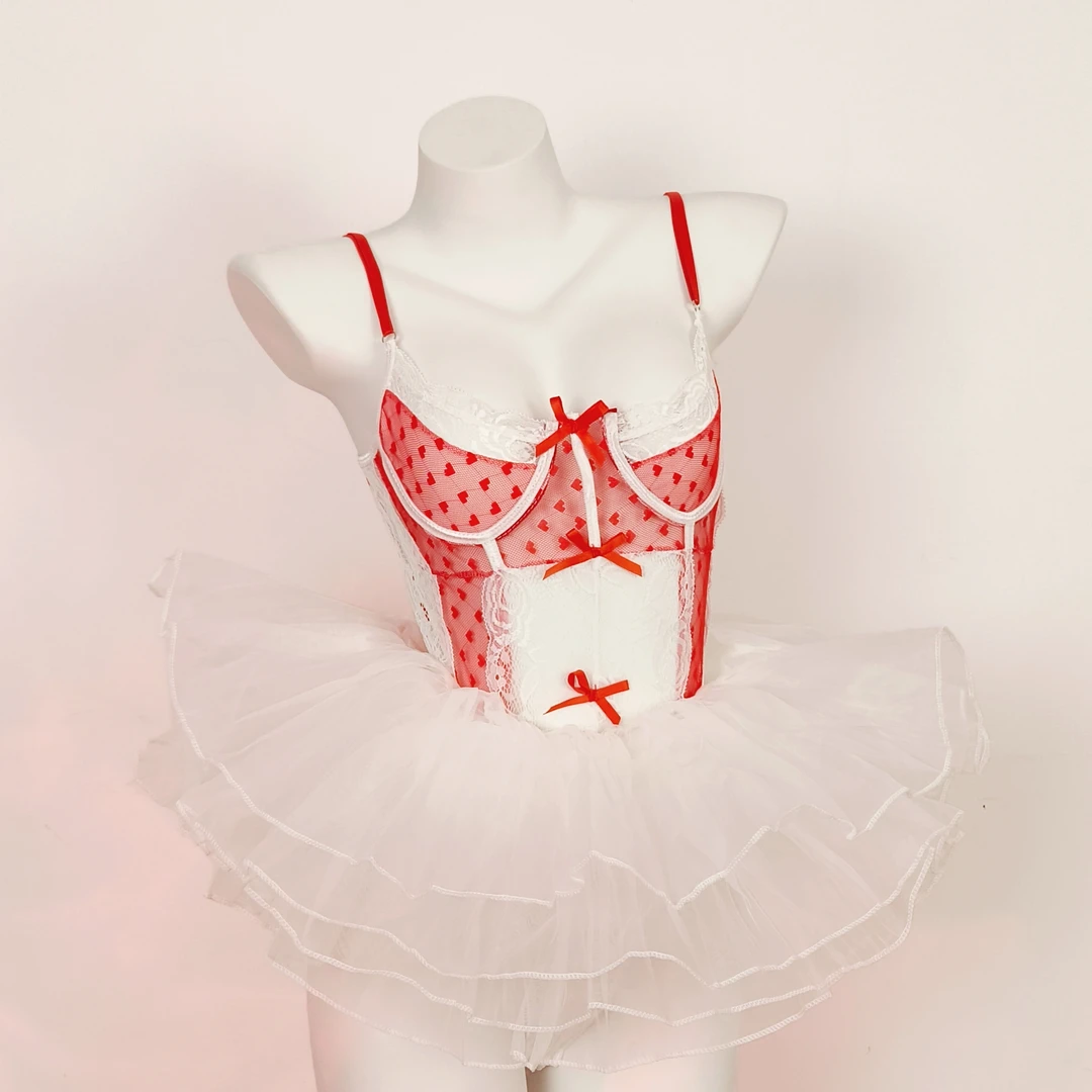 【天鹅湖】性感纯欲护士制服蕾丝蝴蝶结束身诱惑法式连体睡衣可外穿