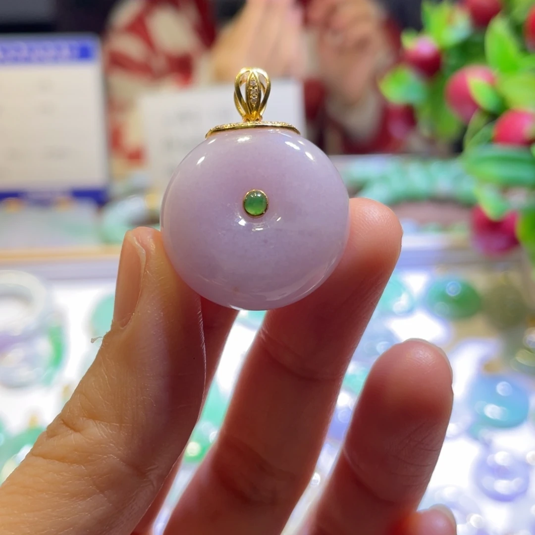 翡翠18K金镶嵌吊坠(不含链)扣子
