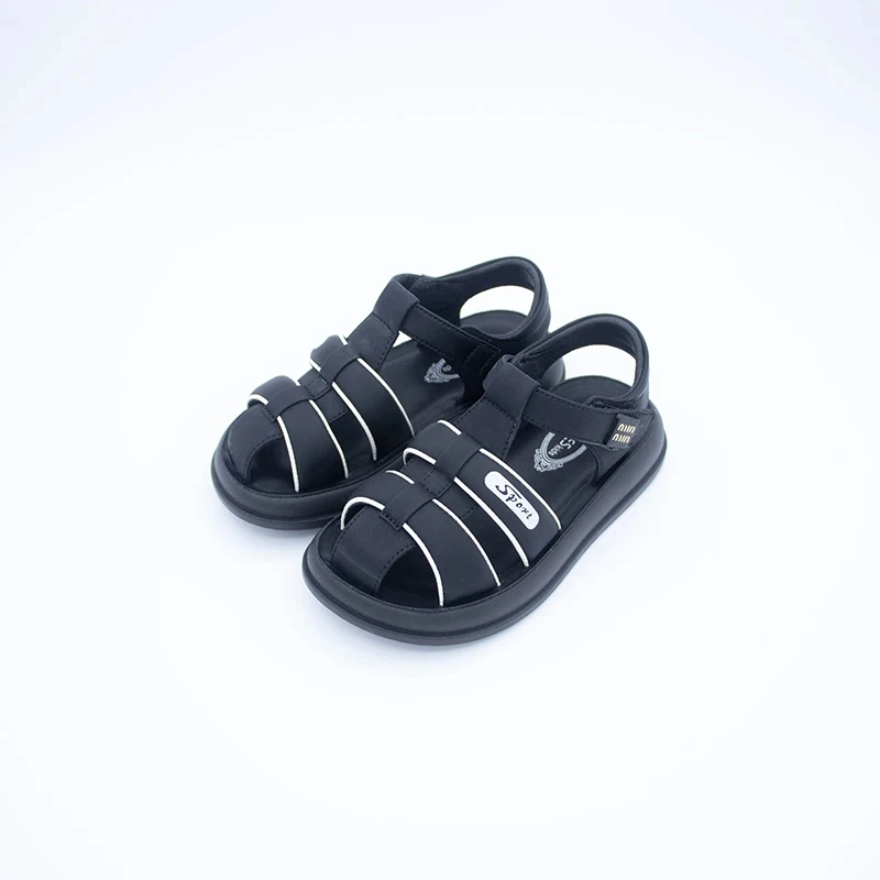 女童凉鞋软底休闲包头凉鞋编织黑色夏季时尚儿童凉鞋防滑