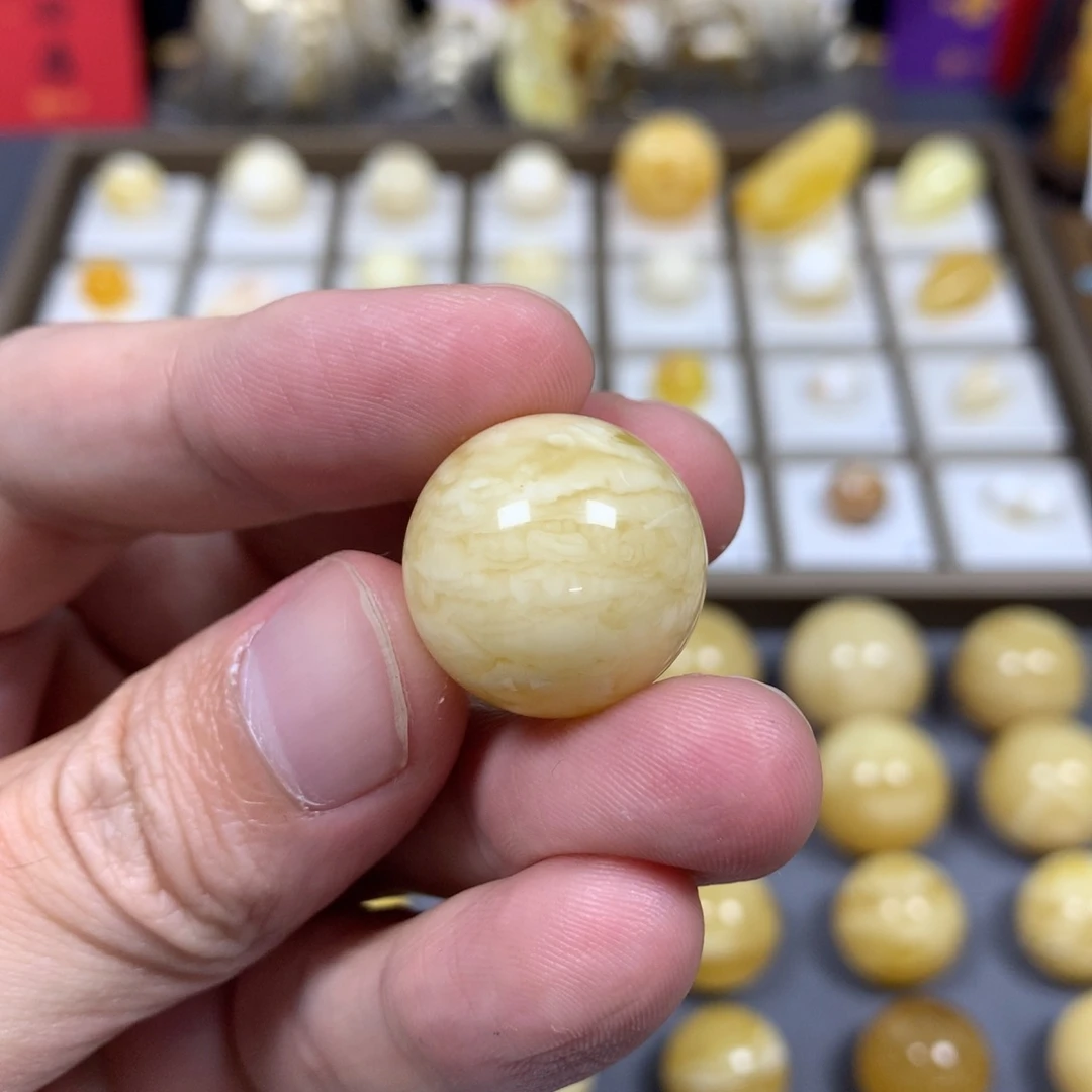 琥珀未镶嵌裸石20.4圆珠
