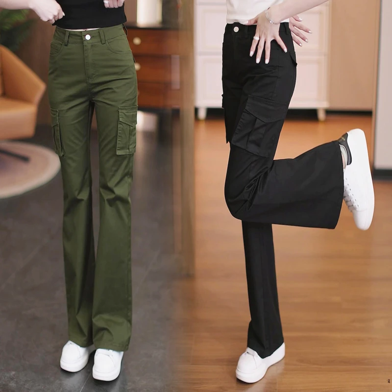 洋气减龄喇叭裤工装裤女2025秋季新款时尚高腰显瘦女款休闲裤子