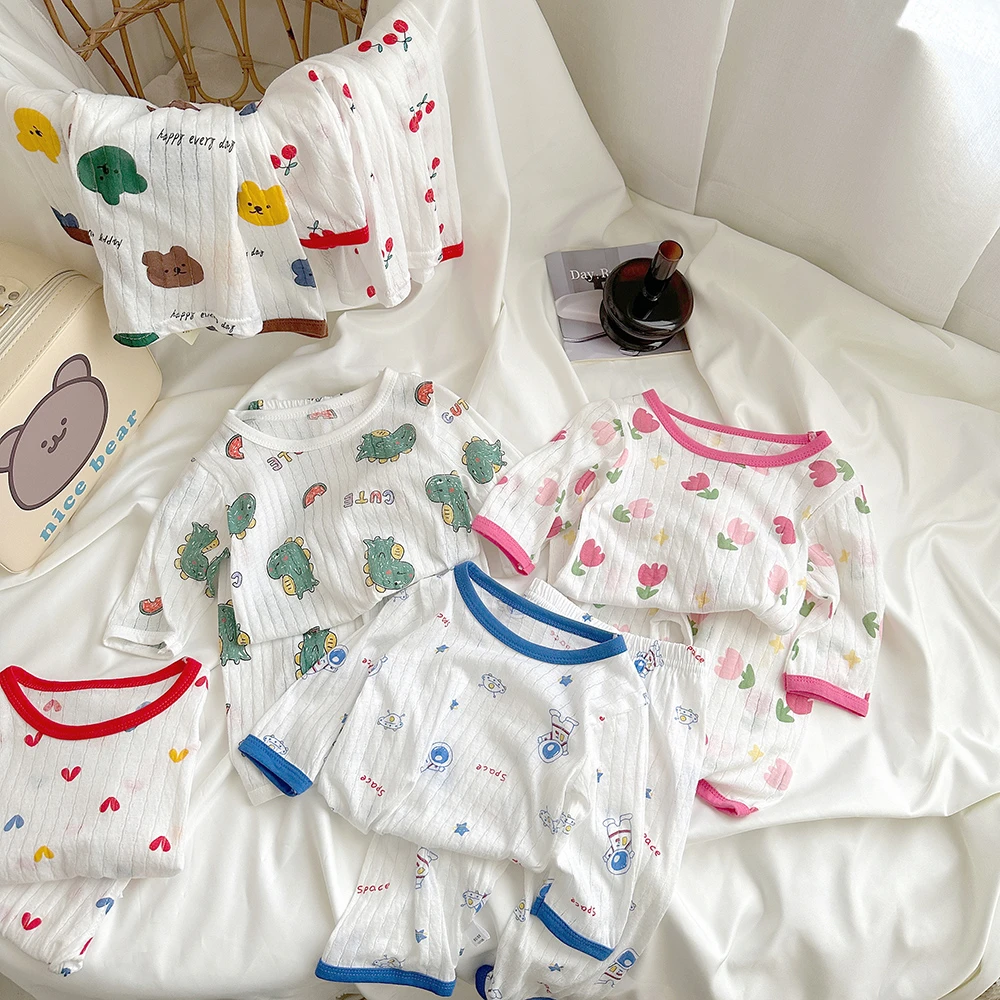 【A类纯棉高定】欧若风家居服儿童睡衣空调服薄款宝宝透气七分