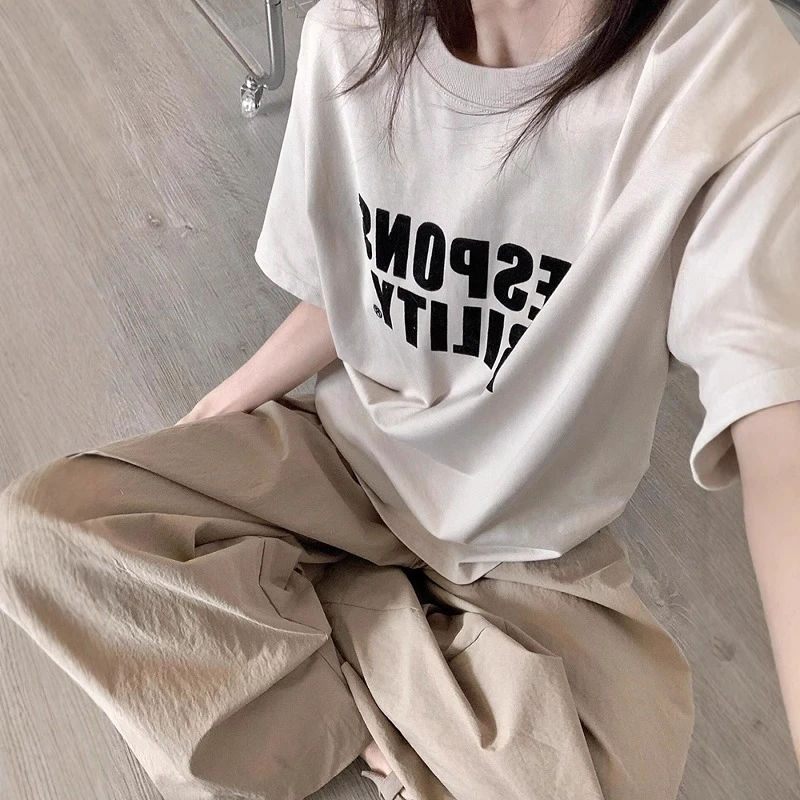 胖mm大码300斤复古ins潮女夏季短袖t恤宽松显瘦学生韩版休闲上衣