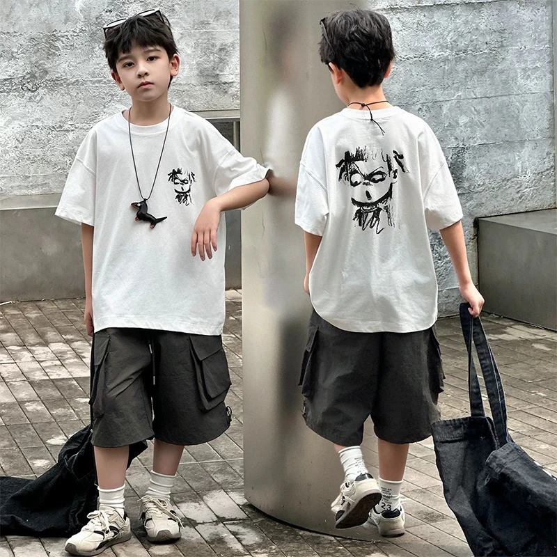 儿童夏季短袖体恤中大童卡通印花百搭休闲帅气062 圆领半袖上衣潮